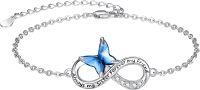 wholesale 925 Sterling Silver Blue Butterfly Infinity Love Friendship Bracelet Gifts for Sister Best Friend Forever Jewelry-Blue