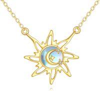wholesale 14K Gold Opal Star and Moon Celtic Knot Necklace - Irish s for Women-Moonstone Sun Moon Necklace