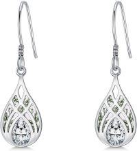 wholesale Sterling Silver Moss Agate Teardrop Dangle Earrings for Women-Teardrop Moss Agate Earrings