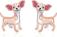 wholesale 925 Sterling Silver Pink Enamel Chihuahua Dog Stud Earrings for Women - Pet Lover Gift-Chihuahua