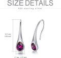 wholesale 925 Sterling Silver Teardrop Purple Crystal Drop Earrings White Gold Plated For Women-0-4