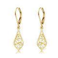 wholesale 14K Gold Solid Teardrop Filigree Drop Earrings with Leverbacks - Fine  for Women-0-0
