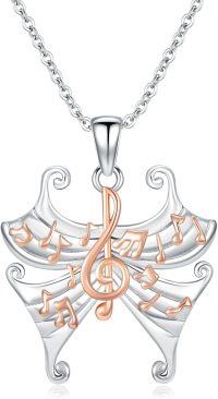 wholesale 925 Sterling Silver Musical Notes Cross Pendant Necklace for Women Girls Mothers Day Gift-Butterfly Necklace