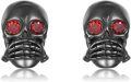wholesale 925 Sterling Silver Red Eye Skull Stud Earrings - Gothic Jewelry for Women & Men-0-0