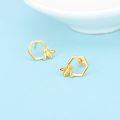 wholesale 925 Sterling Silver Hexagon Bee Stud Earrings Honeycomb  for Her-0-3