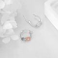 wholesale 925 Sterling Silver Rose Flower CZ Charm Hoops for Women Girls  48mm Diameter-0-2