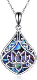 wholesale 925 Sterling Silver Abalone Shell Lotus Pendant Necklaces for Women Girls s 45cm Chain Length-0-0