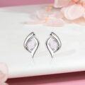 wholesale 925 Sterling Silver White Fire Opal Leaf Stud Earrings-0-1