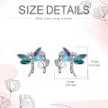 wholesale 925 Sterling Silver Dragonfly Clip-On Studs for Non-Pierced Ears - Blue & Green AB Shell Inlay Lotus Flower Design s for Women and Girls-0-5