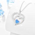 wholesale 925 Sterling Silver Blue Opal & Cubic Zirconia Double Heart Pendant Necklace for Women-0-1