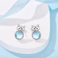 wholesale 925 Sterling Silver Cat Moonstone Stud Earrings for Women Girls  4g-0-1
