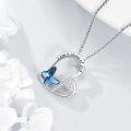 wholesale 925 Sterling Silver Child Of God Heart Cross Blue Butterfly Crystal Pendant Necklace-0-2