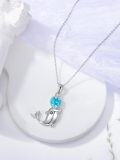 wholesale 925 Sterling Silver Blue Crystal Dolphin Pendant Necklace-0-3