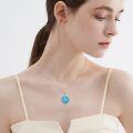 wholesale 925 Sterling Silver Compass Pendant Necklace With Turquoise Zircon Platinum Plated-0-2