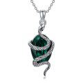 wholesale 925 Sterling Silver Serpent Pendant Green Gemstone-0-0