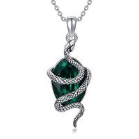 wholesale 925 Sterling Silver Serpent Pendant Green Gemstone-Green