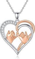 wholesale 925 Sterling Silver Heart Hands Pendant Necklace-0-0