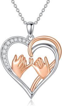 wholesale 925 Sterling Silver Heart Hands Pendant Necklace-Hand in Hand
