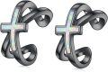 wholesale 925 Sterling Silver & Opal Black Cross Ear Cuff Non-Pierced Cartilage Clip-On Helix Earrings for Women-0-0
