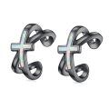 wholesale 925 Sterling Silver & Opal Black Cross Ear Cuff Non-Pierced Cartilage Clip-On Helix Earrings for Women-0-0