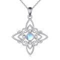 wholesale 925 Sterling Silver Moonstone Cross Celtic Knot Pendant Necklace for Women Witchcraft Jewelry-0-0