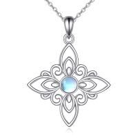 wholesale 925 Sterling Silver Moonstone Cross Celtic Knot Pendant Necklace for Women Witchcraft Jewelry-Witches Knot K