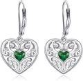 wholesale 925 Sterling Silver Birthstone Heart Earrings Leverback Dangle Hoop Hypoallergenic-0-0