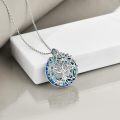 wholesale 925 Sterling Silver 50th Birthday Gifts for Women - Tree of Life Necklace with Blue Crystal Mothers Day Christmas s for Mother Wife-0-3