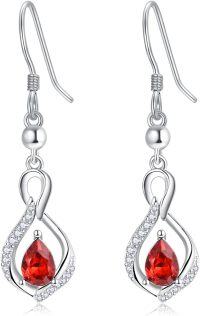 wholesale 925 Sterling Silver Crystal Infinity Earrings w Birthstone Drop Dangle-01 Jan