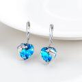 wholesale 925 Sterling Silver Blue Crystal Heart & Dolphin Stud Earrings for Women-0-1
