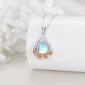 wholesale 925 Sterling Silver Teardrop Moonstone Orange Floral Pendant Necklace-0-1