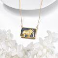 wholesale 925 Sterling Silver Gold Plated Lapis Lazuli Rhinoceros Pendant Necklace-0-2