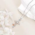 wholesale 925 Sterling Silver Cross with Rose and Heart Pendant Necklace for Women-0-2