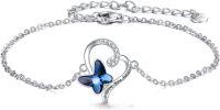 wholesale 925 Sterling Silver Blue Crystal Butterfly Charm Bracelet for Women-Butterfly