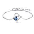wholesale 925 Sterling Silver Blue Butterfly Heart Shaped Charm Bracelet I Love You Forever-0-0