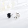 wholesale 925 Sterling Silver Black Onyx Round Gothic Stud Earrings for Women and Men 6mm-0-4