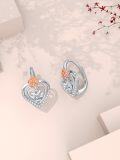 wholesale TOUPOP Heart Leverback Earrings 925 Sterling Silver Rose Flower Dangle Drop Earrings Heart Jewelry Gifts For Women Women Anniversary Christmas Birthday Gift Ideas -0-5