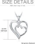 wholesale 925 Sterling Silver Double Heart Pendant with Cubic Zirconia and Engraved I Love You Forever - 18 inch Chain-0-3