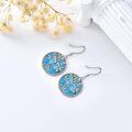 wholesale 925 Sterling Silver Turquoise Tree of Life Triskele Trinity Knot Leverback Dangle Drop Earrings - Vintage Style Lucky  for Her-0-2