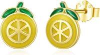 wholesale 925 Sterling Silver Yellow Lemon Fruit Stud Earrings-Lemon