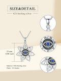 wholesale 925 Sterling Silver Evil Eye Lotus Chakra Pendant Necklace with Sapphire and CZ Stones-0-3