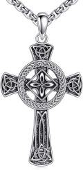 wholesale 925 Sterling Silver Celtic Knot Cross Pendant with Black Onyx Gemstone - Irish Christian Jewelry for Men Women Gifts -0-0