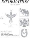 wholesale 925 Sterling Silver with 14k Gold Plating and Moissanite Angel Wing Cross Pendant Necklace - 18+2 inch Chain Length-0-1