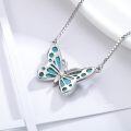 wholesale 925 Sterling Silver with Turquoise and Abalone Shell Butterfly Pendant Necklace for Women-0-3
