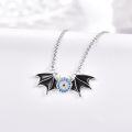 wholesale 925 Sterling Silver Evil Eye Bat Pendant Necklace - Halloween Jewelry for Women-0-1