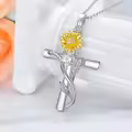 wholesale 925 Sterling Silver 12 Birthstone Flower Pendant Necklace Wholesale for Women-0-3
