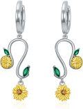 wholesale TOUPOP Sunflower Earrings For Women Sterling Silver Zodiac Sign Dangle Earrings Anniversary Birthday Christmas Astrology Horoscope Jewelry Gifts For Mom Wife Girlfriend Sister Friend -0-0
