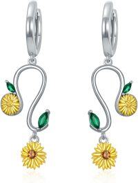 wholesale TOUPOP Sunflower Earrings For Women Sterling Silver Zodiac Sign Dangle Earrings Anniversary Birthday Christmas Astrology Horoscope Jewelry Gifts For Mom Wife Girlfriend Sister Friend -undefined
