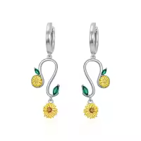 TOUPOP Sterling Silver Sunflower Zodiac Dangle Earrings Birthday Christmas Gift-undefined