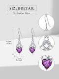wholesale 925 Sterling Silver Heart Birthstone Celtic Knot Dangle Leverback Earrings-0-67